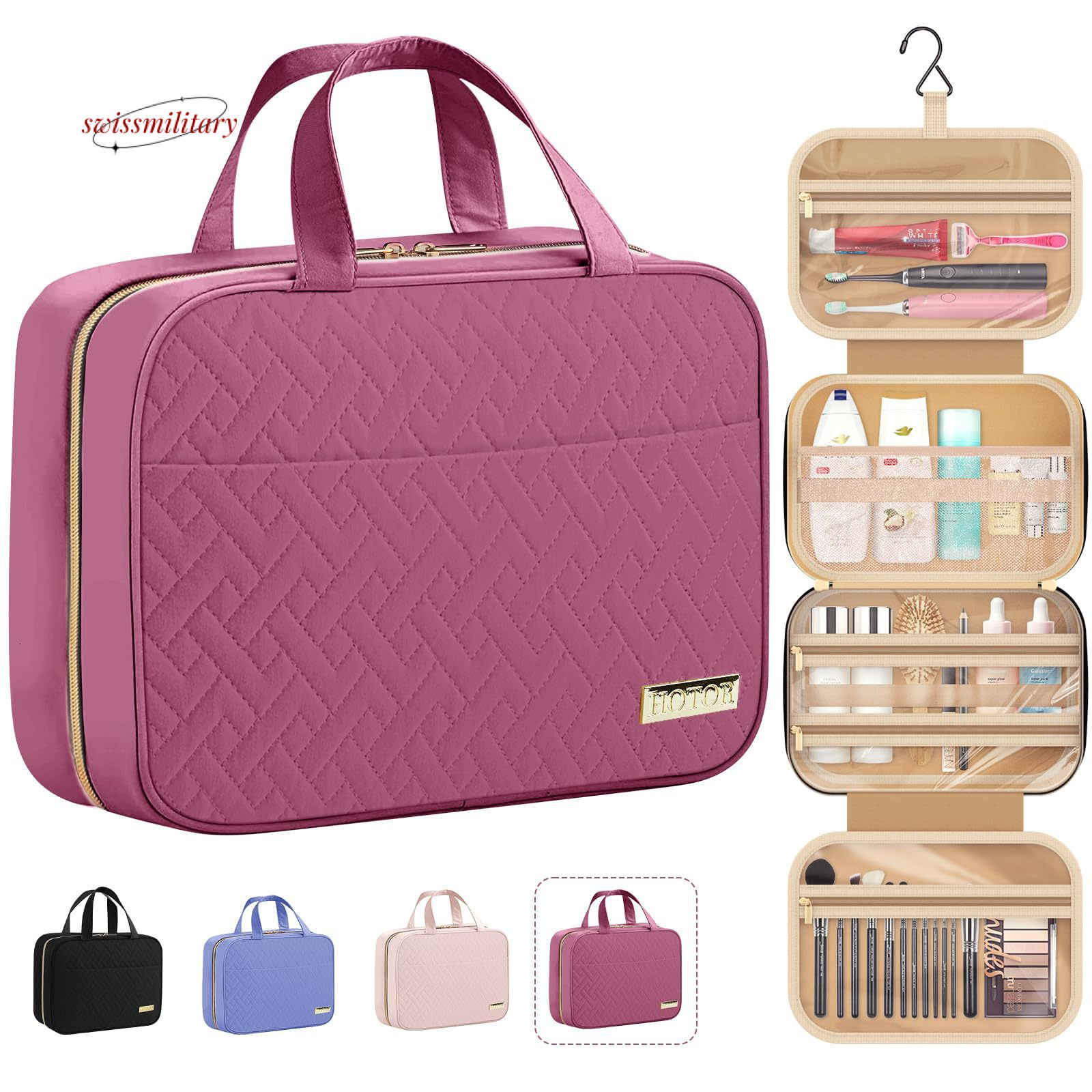 Professional bag with hooks, spacious makeup bag, travel toiletry set, fashionable #32 swissmilitary