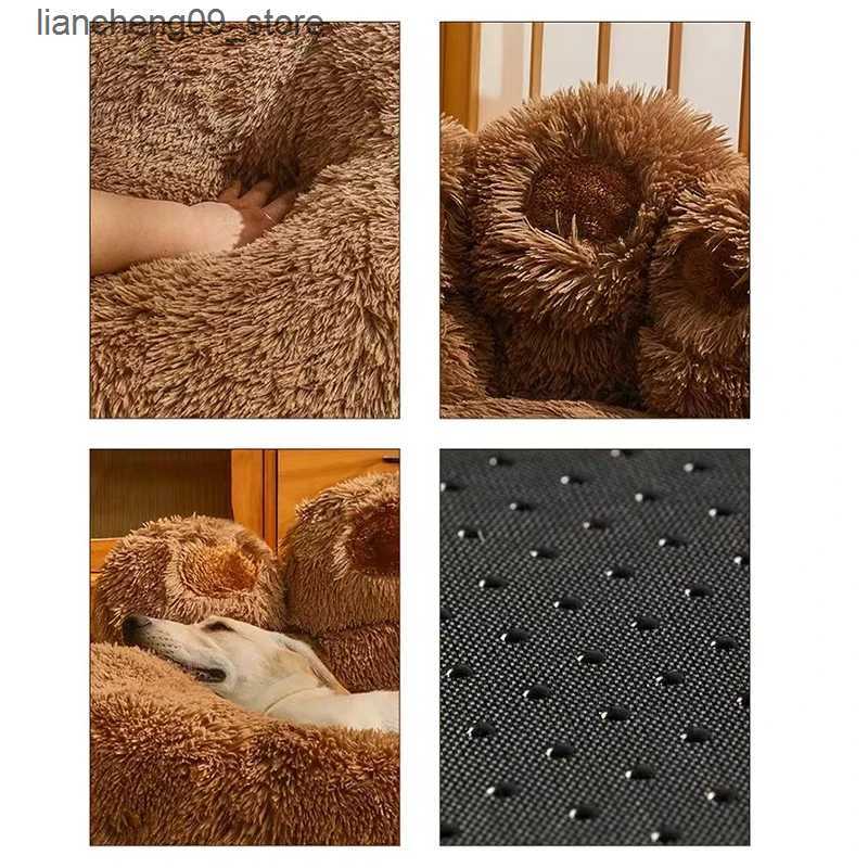 kennels pens Cute Bear Claw Dog Bed Plush Winter Warm Pet Mat Dog House Large Dog Bed Dog Cat Sofa Blanket Mat Pet Accessories L240910