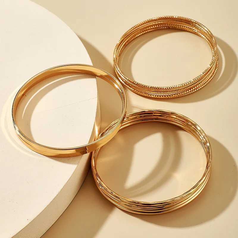 14 piece set of smooth stainless steel bracelets for fashion jewelry accessories gifts 2023 new X241106