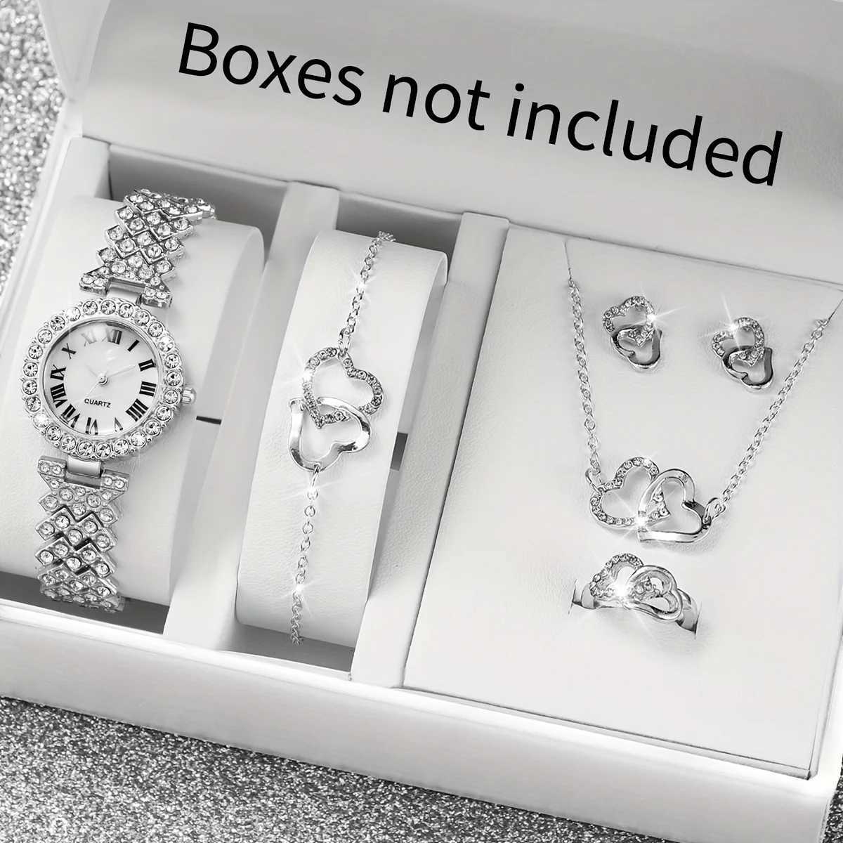 6 pieces/set of Wens luxury rhinestone quartz watch sparkling fashion simulation watch and jewelry set give M her unboxed gift X241106