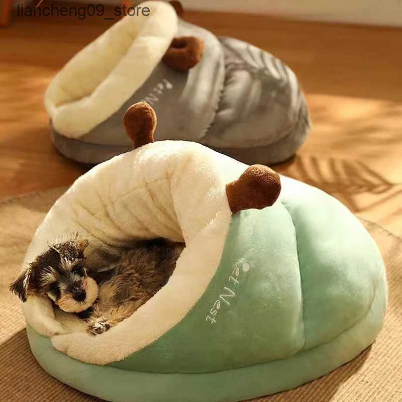 kennels pens Madden Warm Small Dog House Bed Breathable Dog House Cute Slide Shape Dog Bed Cat Sleep Bag Foldable Washable Pet House L240910