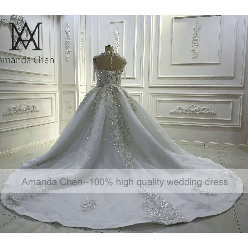 Lace Appliqued Beaded Wedding Dress