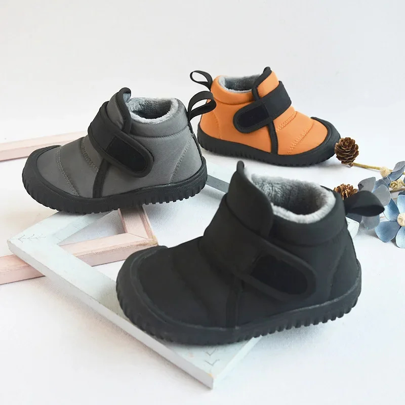 Winter children velvets cotton shoes baby casual soft-soled warm cotton boots boys and girls fashion short snow boots 241106