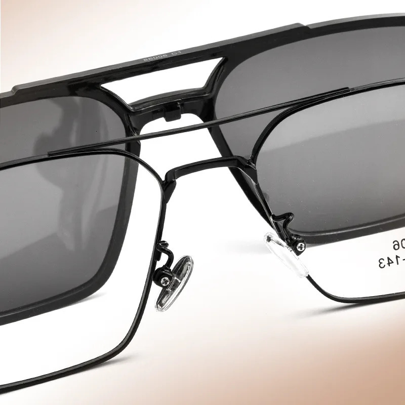 Men Classic Polarized Clip On Sunglasses Pilot Double Beam Alloy Glasses Frame Optical Retro Sunshades Eyewear 241105