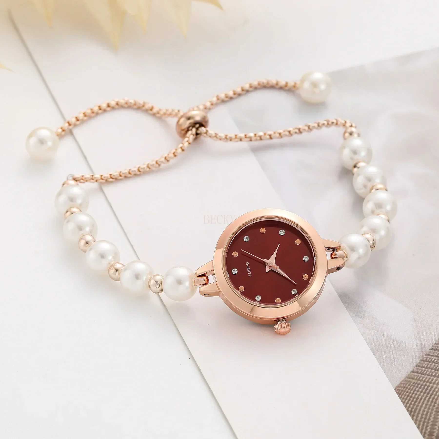 Grammar Design Pearl Bracelet Strap Watch Ladies Elegant Watch Gift relojes para damas X241106