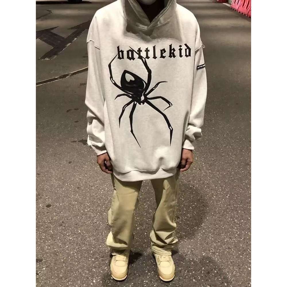shanshi spider hoodie Trendy high hip-hop spider print hooded sweatshirt for men autumn and winter street loose hoodie jacket hoodie