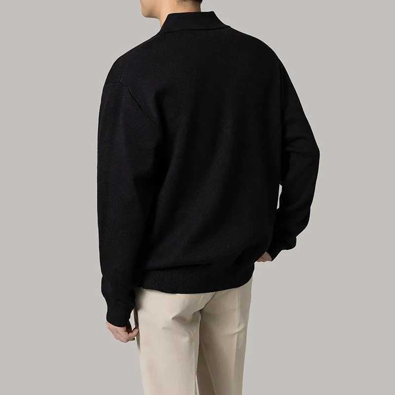 Autumn clothing mens luxury knitted shirt casual fashion zipper solid color long Sve Pulleys casual shirt W241106