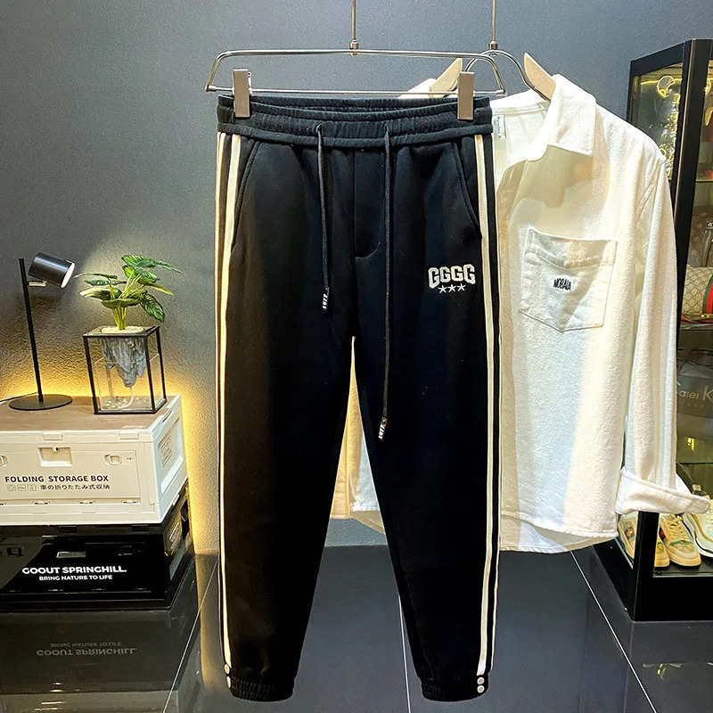 HighEnd Loose Tappered Sweatpants Mens Autumn Knitted Trousers American Harem Sports Pants 241104
