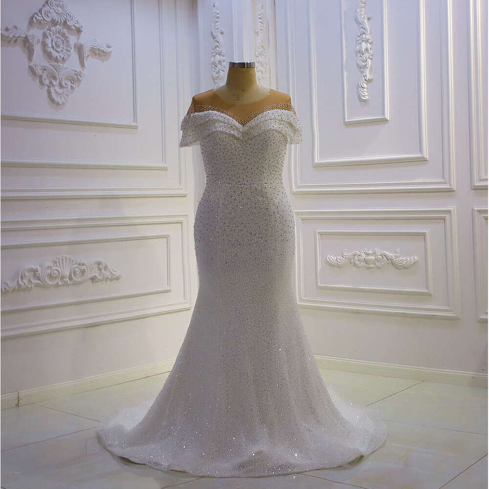 Off The Shoulder Full Pearls 2 In 1 Mermaid Wedding Dress