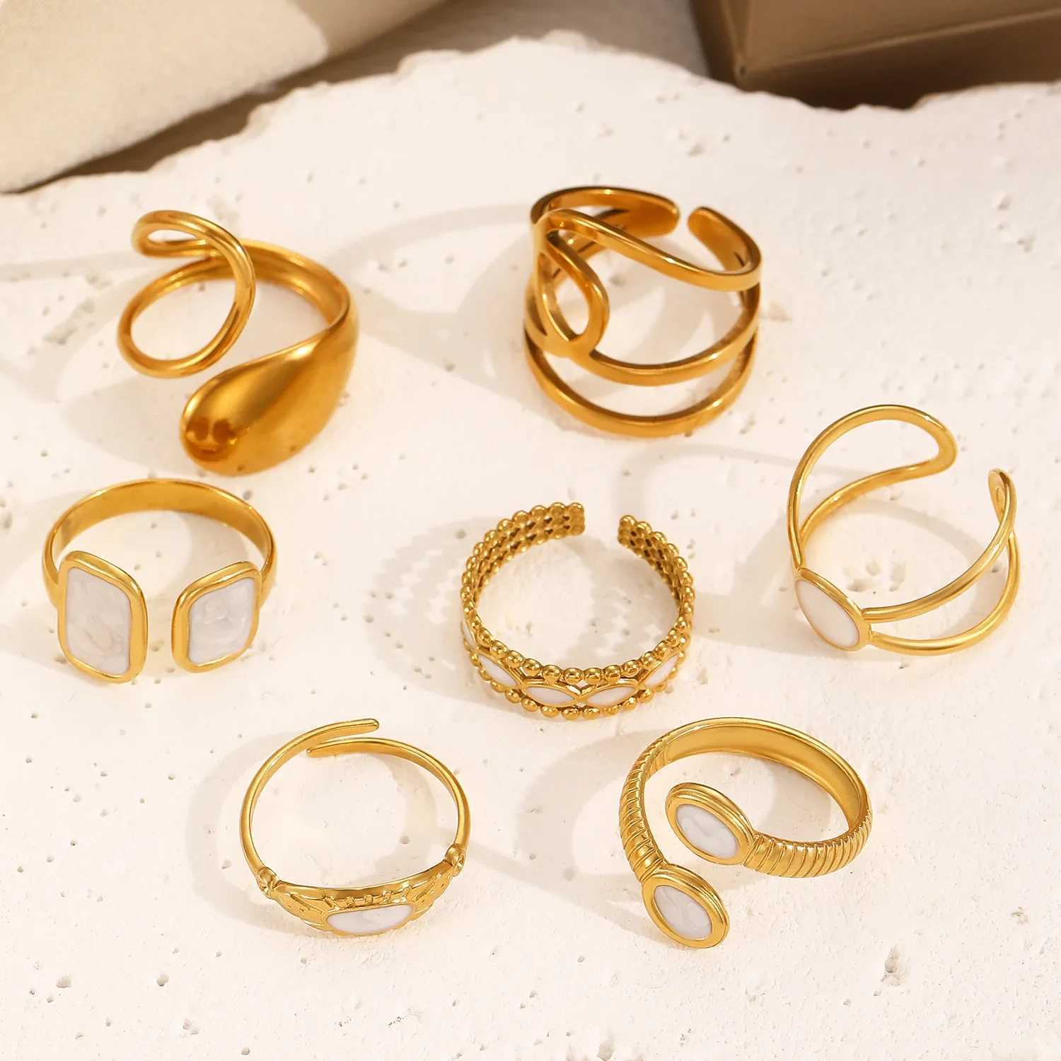 LATS stainless steel Irregar ring used for stylish 18K gold-plated Geely open ring finger jewelry wedding gift X241106