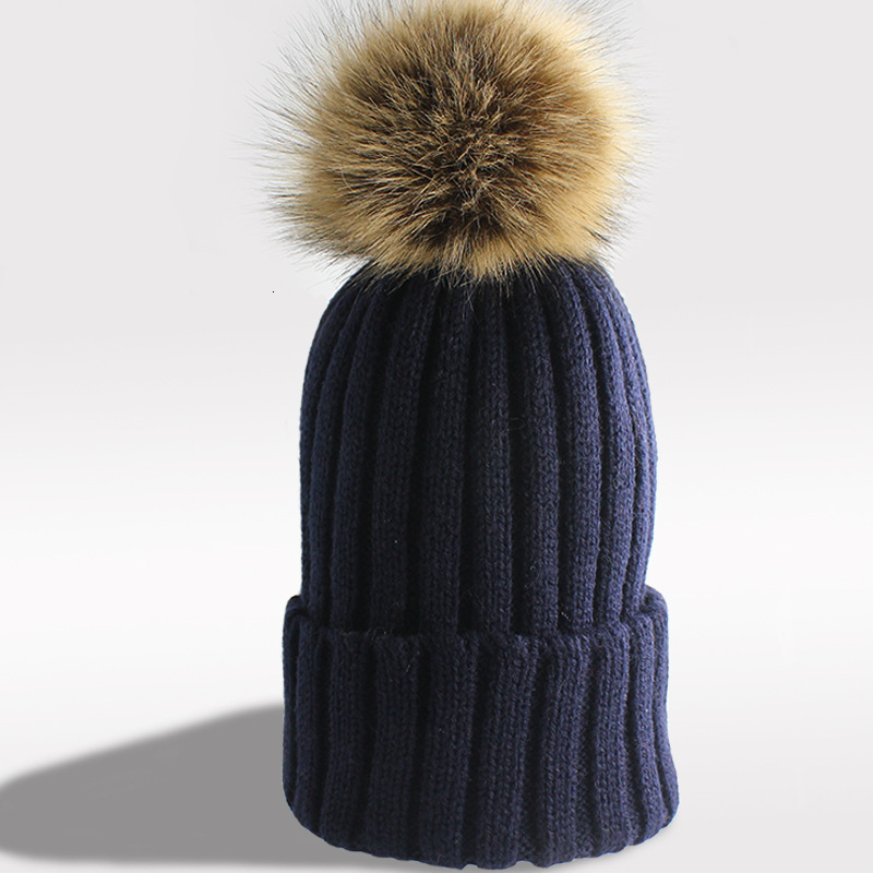 High quality design, men and women Autumn and Winter Pullover Solid Color Striped Outdoor Warmth Wool Ball Button Ear Protection Knitted Hat