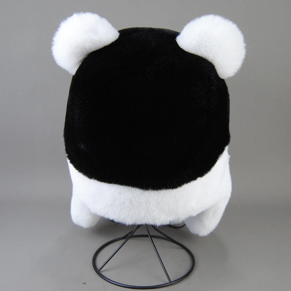 Winter Rex Rabbit Fur Bomber Hat Wusanka Hat Hunter Russian Artificial Hat Neutral Rex Rabbit Fur Leather Hat 241106