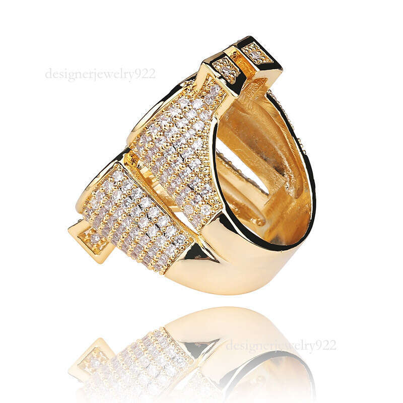 Zircon filled with Moissanite ring out US dollar symbol hip-hop trendsetter men's ring gold jewelry men diamond ring
