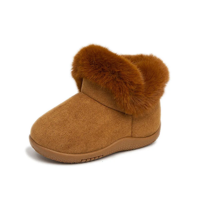 Childrens snow boots plush winter fashion boys and girls baby 0-4 years old thick velvet warm soft soled cotton shoes 241106