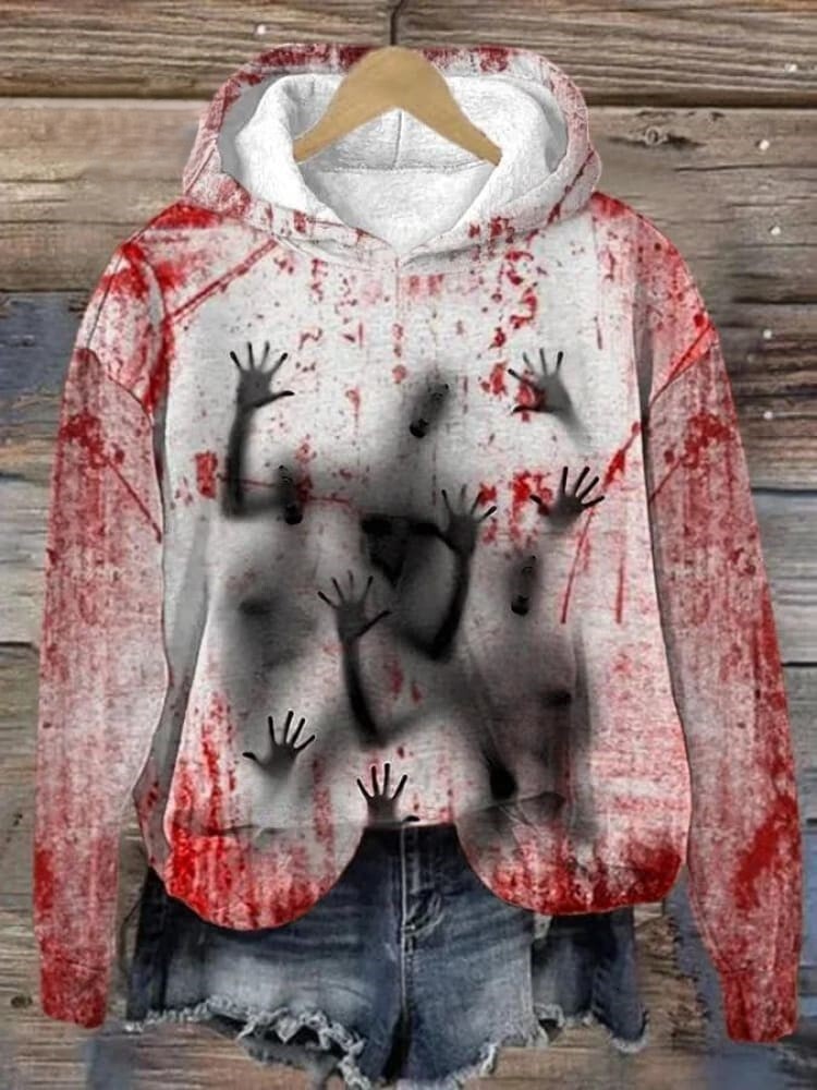 Designer's New Halloween Bloody Abstract Hoodie Fashion Hoodie Trendy Long Sleeve