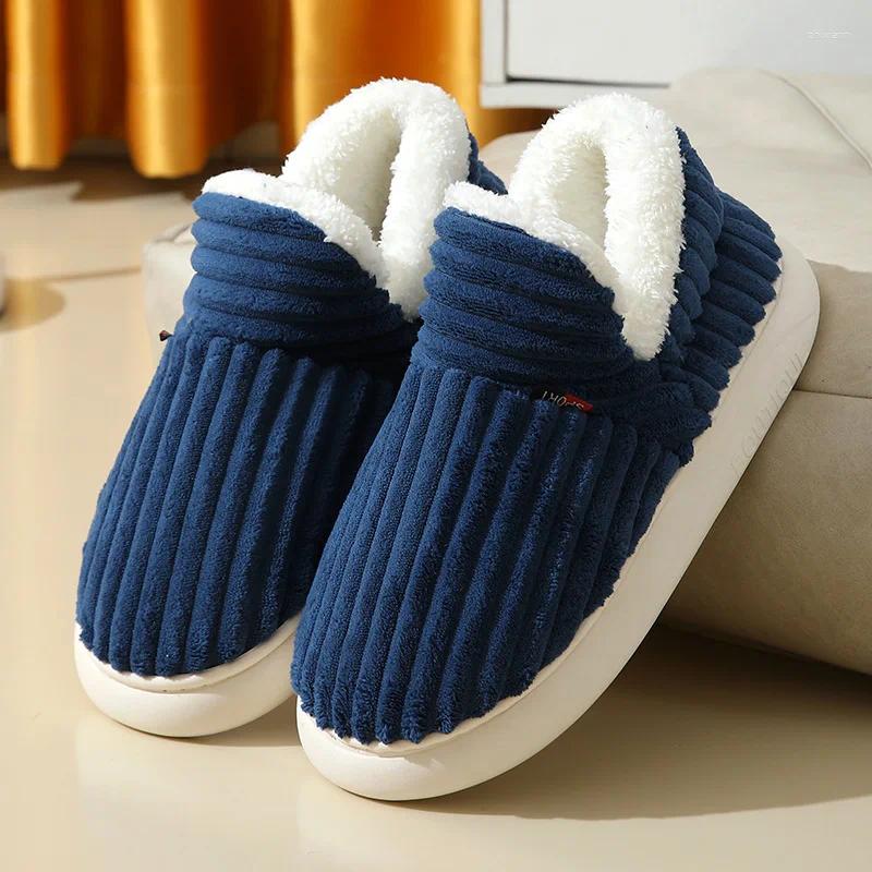 2025 NEW Slippers Winter Couple Style Concise Solid Color Wrap Heels Plush Non-slip Warm Flip ps Women Men Home Casual Cotton Shoe zhanyishengli
