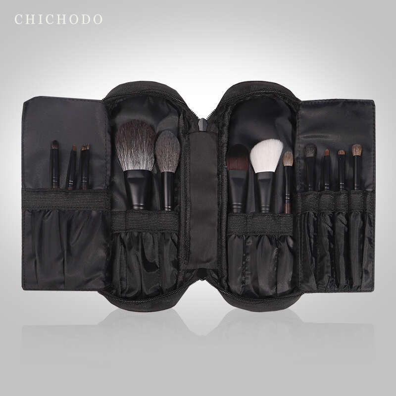 CHICHODO -Classical 12Pcs Natural Professional Make Up Brushes Set-2 Handle Styles-Animal Hair Makeup Tools+Zipper Bag