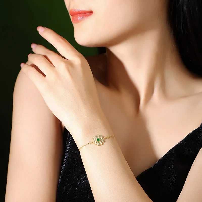 Vintage 925 sterling silver jadeite high carbon diamond necklace ring earring bracelet jewelry set 18k gold-plated exquisite jewelry X241106