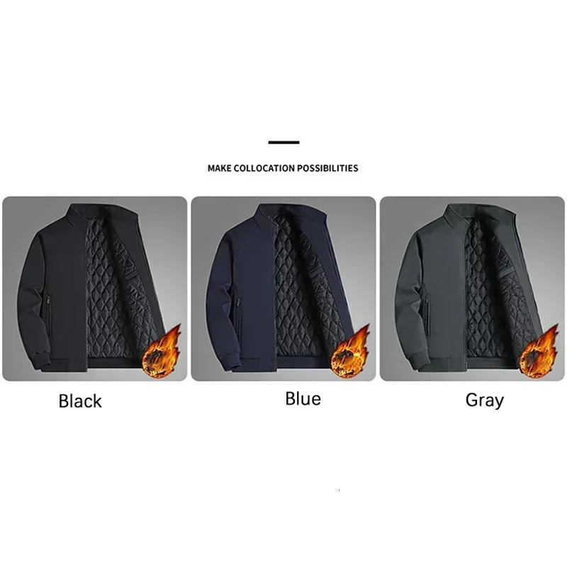 BROWON Plus Size 8xl Jacket for Men 2024 Thick Stand Collar Solid Winter Jacket Men Waterproof Warm Business Casual Men Coats 241106