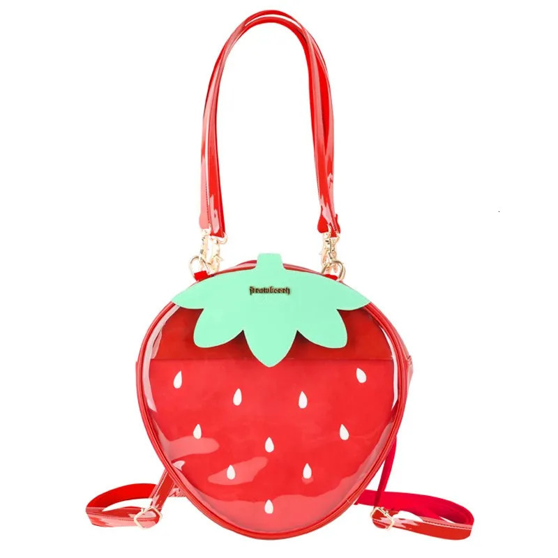 Official Strawberry Bag Kawaii Transparent Lolita Harajuku Womens Shoulder Bag Candy Color Cute Ita Bag241106