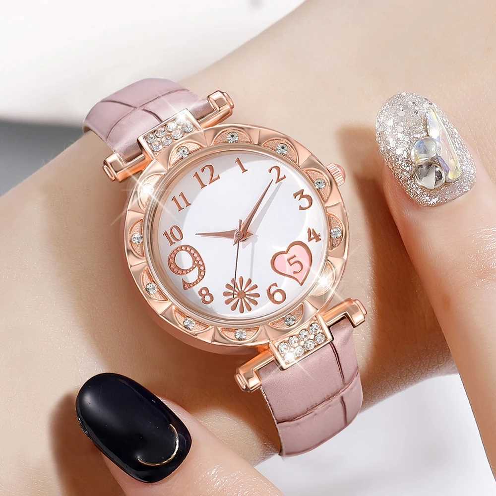 6-piece/set Warm Watch Element Quartz Watch Sparkling Rhinestone Simulated Watch Jewelry Set X241106