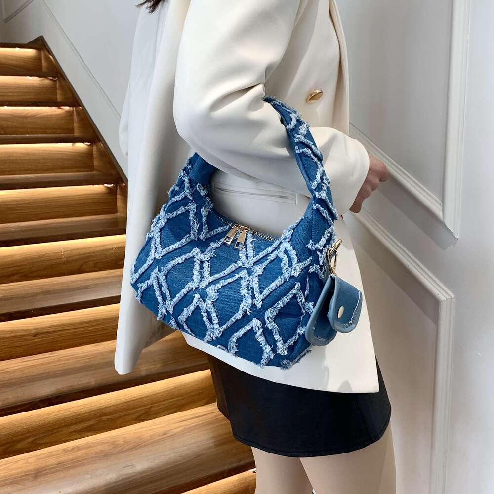 Designer Bag This Rhombus Denim Handbag Is Stylish,Simple , Suitable For Work, Commuting And Dating. 98b