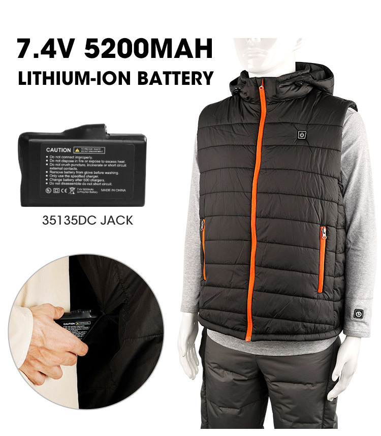 Casual Style Men's Winter Vest Lightweight and Waterproof Breathable Heated Windproof Outer Wear Heated Vest with Crew Neck