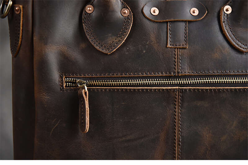retro high quality crazy horse cowhide mens handbag simple casual natural genuine leather briefcase notebook messenger bag