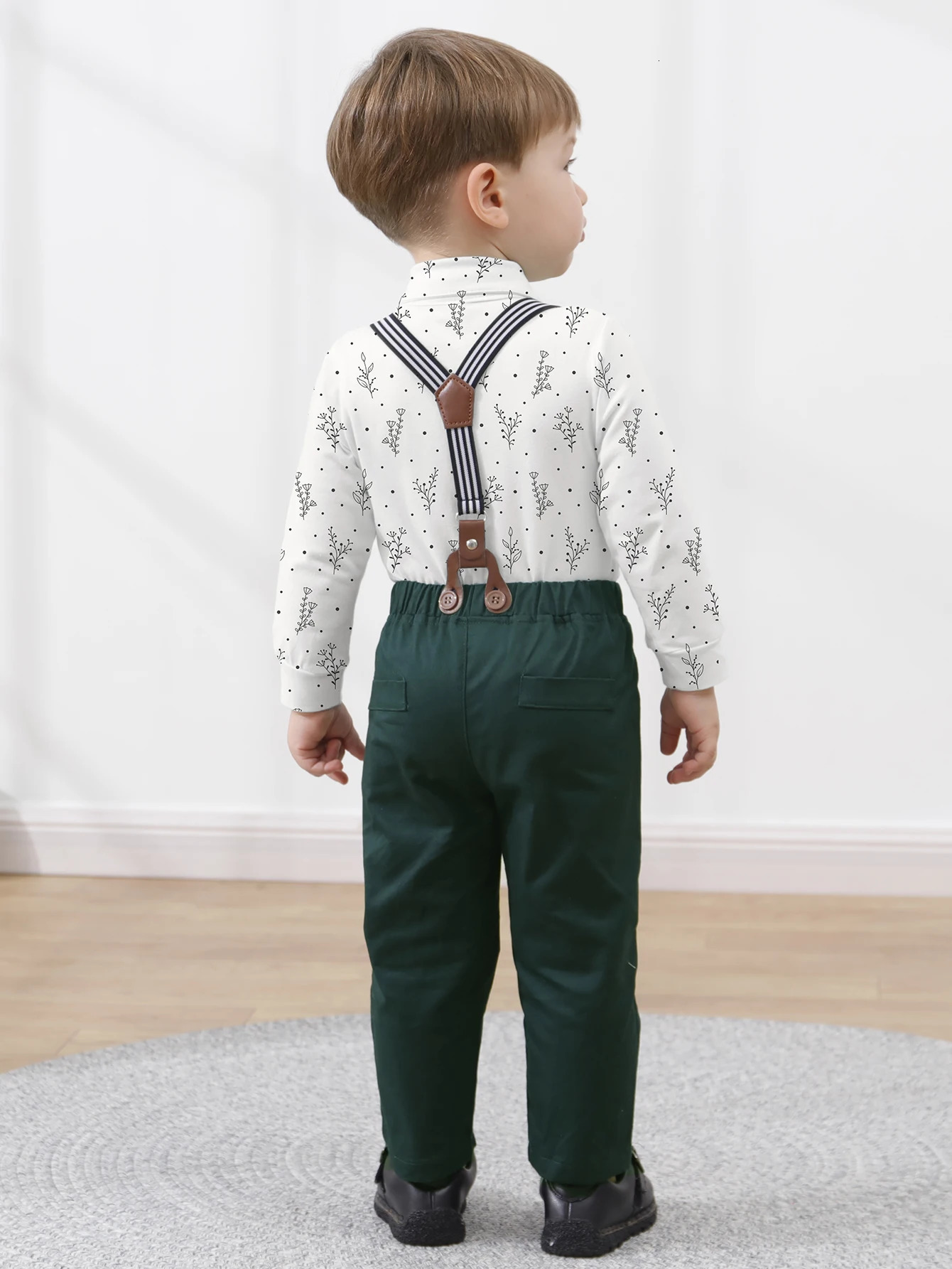 Baby Boy Clothes Infant Boy Gentleman Outfits SuitDress Shirt Suspender Pants Bowtie Beret Hat Wedding 241106