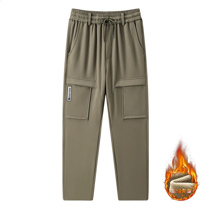 Winter Fleece Sweatpants Men Graphene Heating Big Size 7xl Thicken Warm Jogger Pants Zip Pockets Thermal Straight Track Trousers 241104