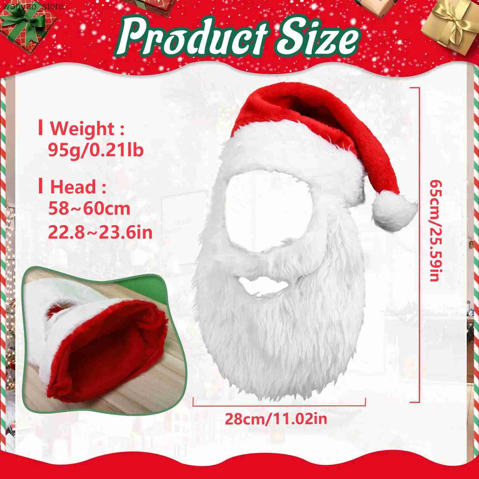 Wide Brim Hats Bucket Hats Cute Santa Claus Hat Plush Beard Decor Accessory Santa Claus Cosplay Christmas Atmosphere Decor Velvet Materi Santa Claus M