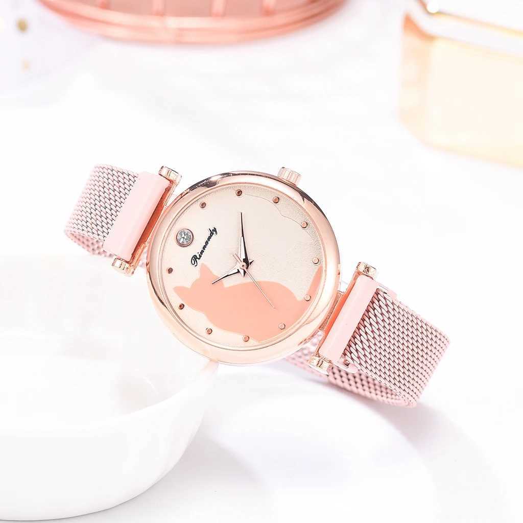 Fashion Watch Set Wen 5-piece quartz watch mesh bracelet Cat Dial luxury Wan Watch casual womens watch Relogio Femenino X241106