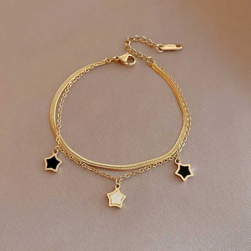 316L stainless steel Mtilayer chain star charm necklace used as a gift for girls parties in fashion jewelry sets X241106
