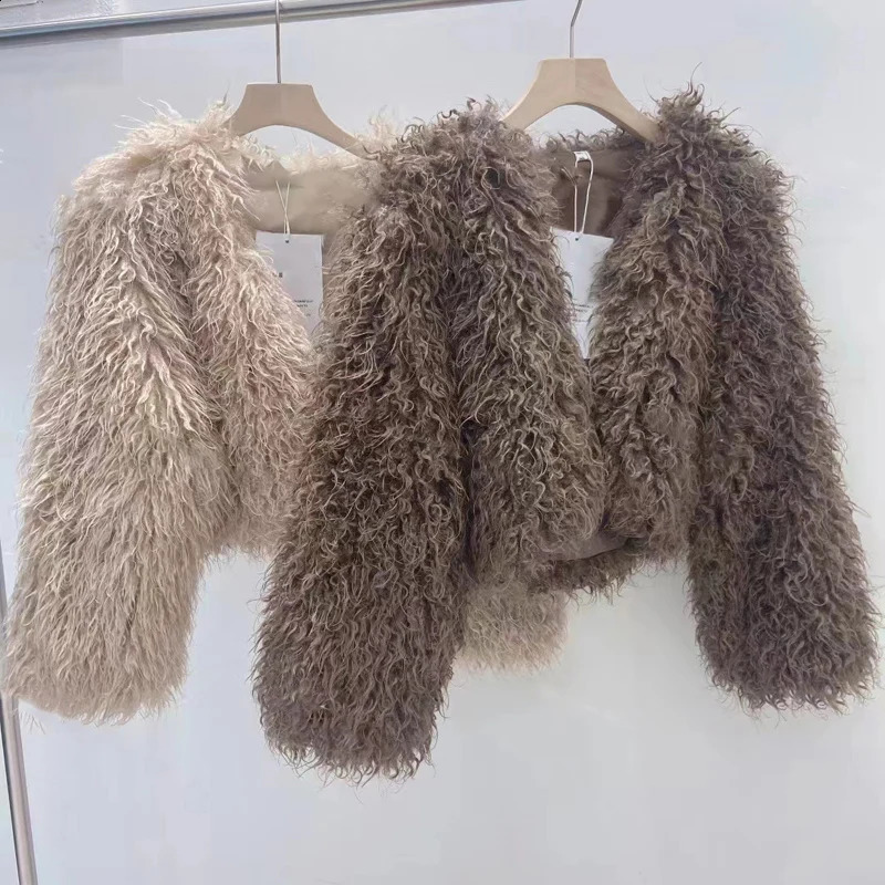 Arrivals Winter Fall Fashion Women Faux Fur Coat Light Warm Long Sleeves Short Cut Vneck Cardigan n Korean 241104