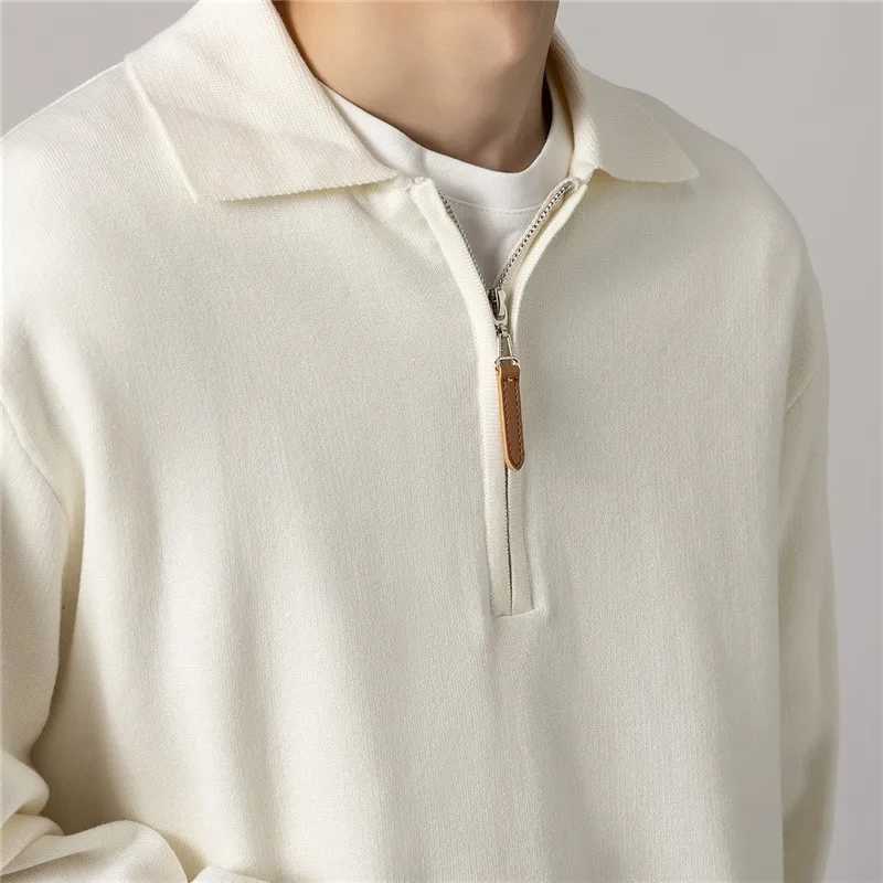 Autumn clothing mens luxury knitted shirt casual fashion zipper solid color long Sve Pulleys casual shirt W241106