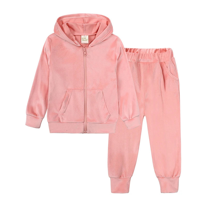 2024 Kids Boy Girl Hoodies Velvet Suit Clothes Solid Loosen SweatshirtPants Spring Autumn Set Toddler Children Sports Outfits 241106