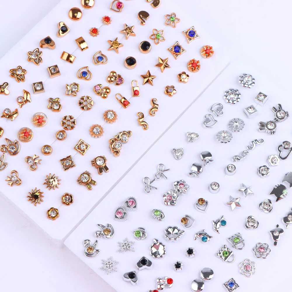 36 pairs/bulk fashion colored rhinestone earrings for girls fruit perforation jewelry wedding gifts mixed style X241106