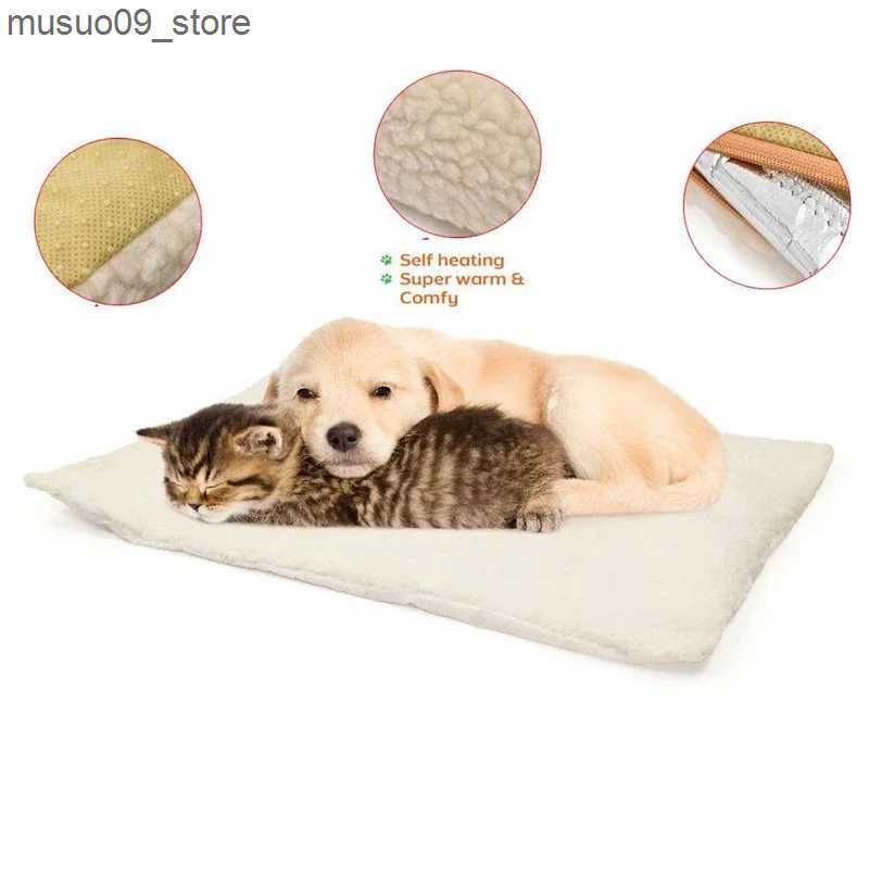 kennels pens Heating pet mat dog bed heater mat flannel dog mat dog blanket cat bed heater dog bed heater L240910