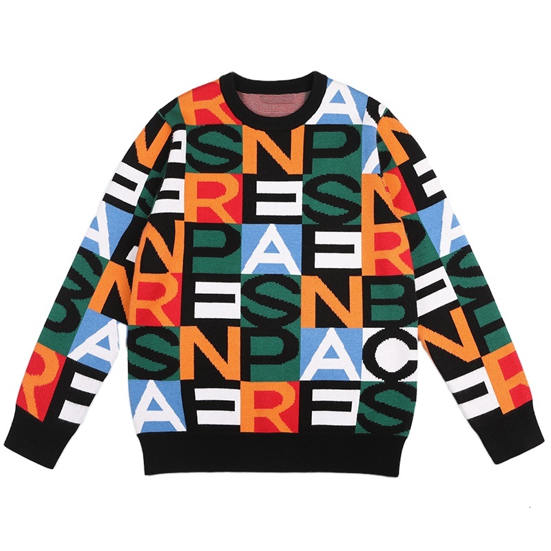 Custom men sweater Jacquard letter knitwear men Crew neck pullover casual knit jumpers winter men Knitted sweater