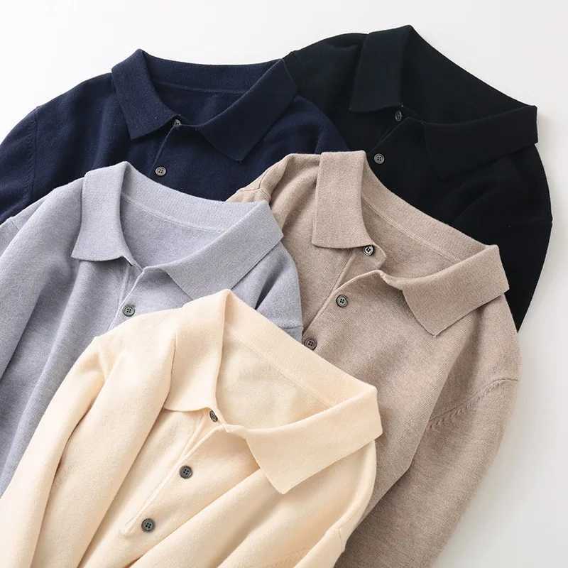 Mens winter solid cashmere collar slim fit warm wool knitted sweater W241106