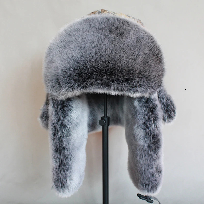 Mens womens trap hats Russian bomber hats faux fur winter Ushaka snow hats with ear flaps 241106