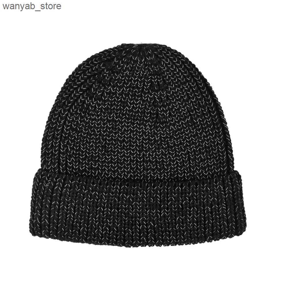 Wide Brim Hats Bucket Hats Unisex Winter Warm Reflective Beanies For Male Fashion Knitted Street Hat Night Fantasy Shining Skullies Cap Men Warmer Bon