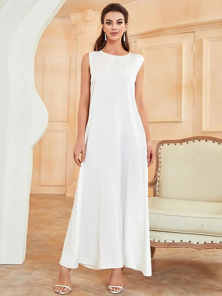 White Ramadan African Dresses Islamic Clothing For Women Dubai Abaya Turkey Arabic Muslim Dress Robe Musulmane Femme Vestidos 240403
