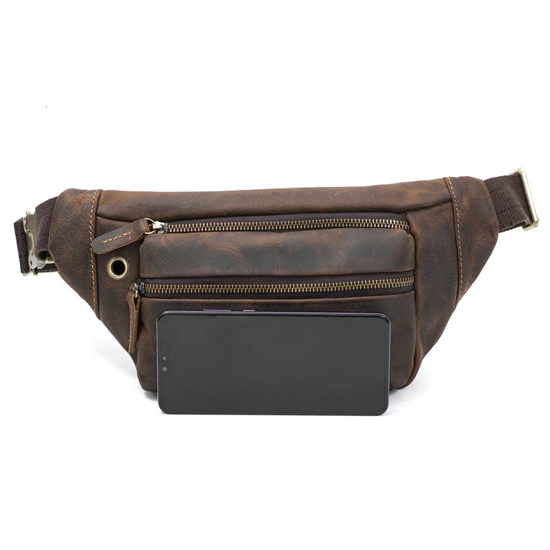 genuine leather waist bag mens waist bag fashionable bag waist belt bag mens Fanny bag mens belt bag241106