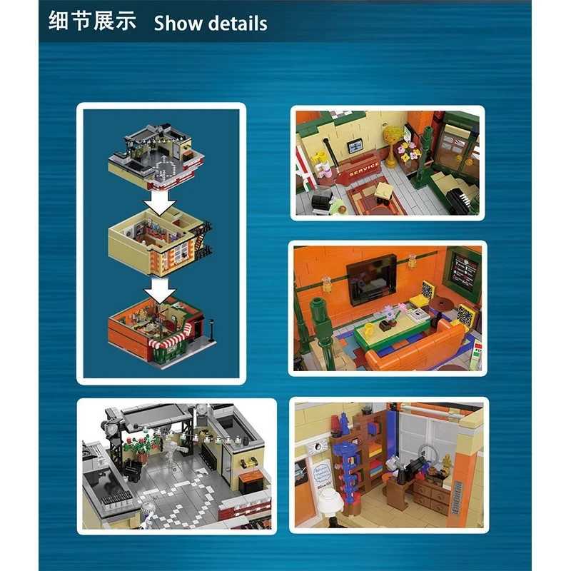 Blocks MOC-34463 Creative Expert Friends Apartment Modular Building Blocks Street View City Architecture Models Sets Kid Toys Boy GiftsY241106VMRF