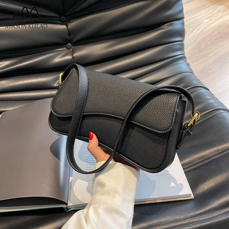 2024 The New Fashion Texture Lychee Grain Small Square Simple Commuting Everything Single Shoulder Crossbody Bag