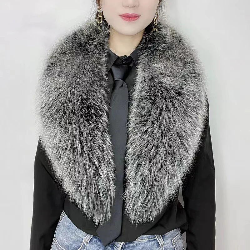 Real fox fur collar natural fur collar scarf womens high-quality fur hooded fur decoration large-sized collar warm fur shawl 241106