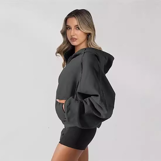 New designer autumn and winter women's long sleeved hooded zipper sweatshirt cardigan casual sports jacket fashionable sweatshirt