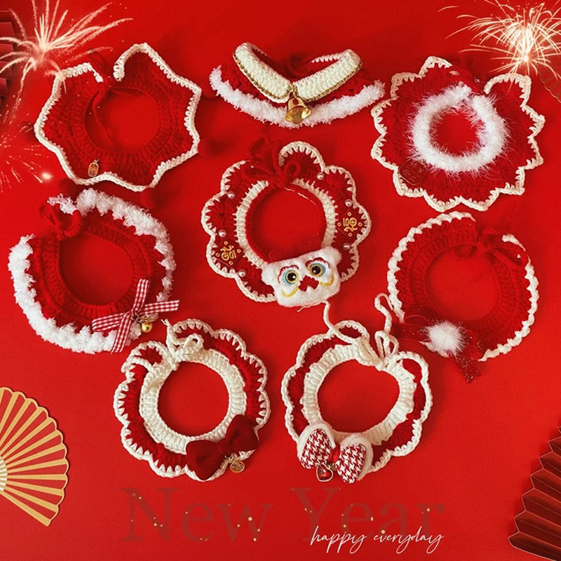 Dog Cat Collar Christmas Pet Scarf Collar Christmas Cats Clothing Cute Sweet Pet Decor Bow Cat Costume Cats Accessories 241106
