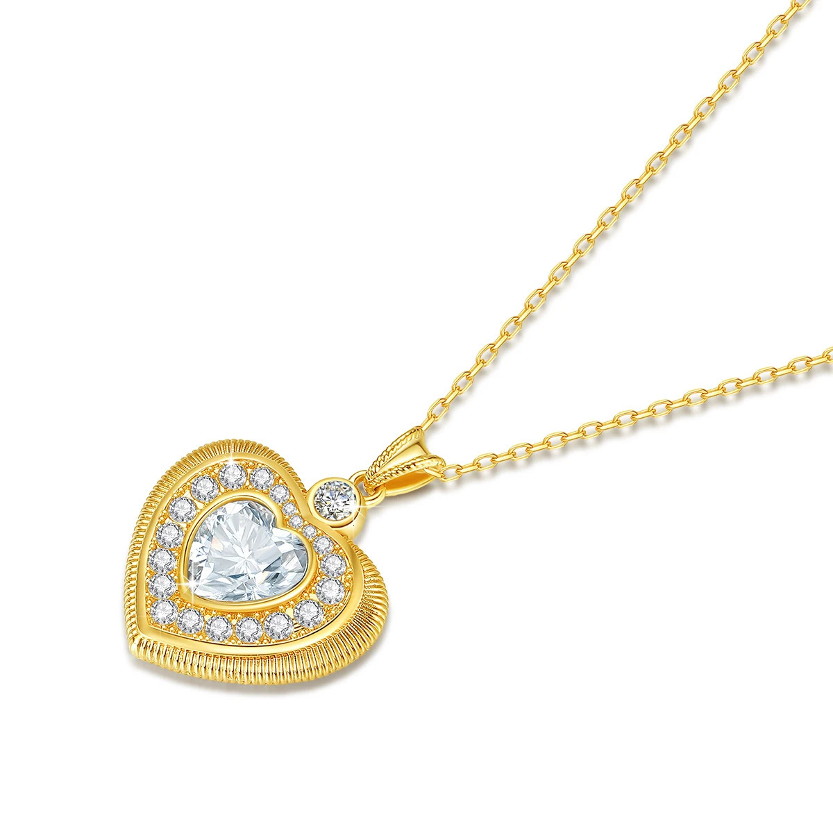 Szjinao 100% genuine 18K gold heart necklace 9mm 3ct silica pendant K gold wedding jewelry wholesale with certificate 241106